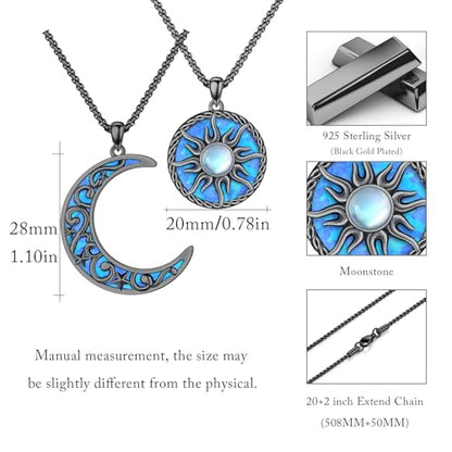 Yin Yang Necklaces for Women Men 925 Sterling Silver Pendant Necklace Yin Yang Jewelry for Women Men Couples - style: Sun Moon #8