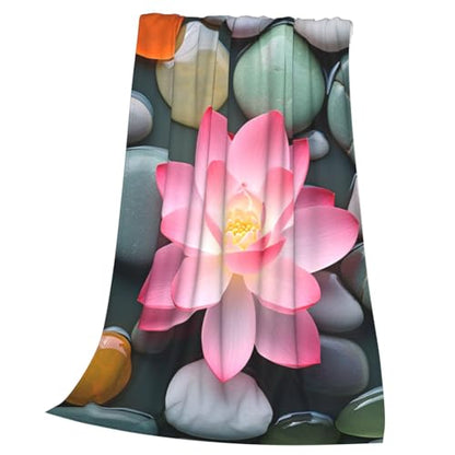 Zen Blanket Anti Pilling Throw Red Lotus Flower Bloom in Water Fleece Flannel Lightweight Cozy Bedspread Living Room Women Adults and Kids Bed Sofa 60"X50" - color: Zen2