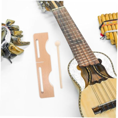Wooden Percussion Block with Mallet Dual Tone Musical Instrument for Adults Light Yellow Hardwood Rhythm Block for Music Education Live Performance