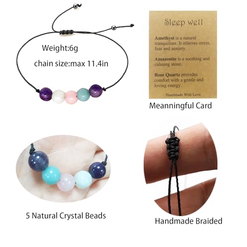 yfstyle Crystal Healing Stones Bracelets for Women & Men - Amethyst Anxiety Protection Bracelets - Natural Gemstones Jewelry Gifts - color: Sleep Well