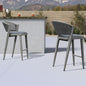 PURPLE LEAF Counter Height Bar Stool Set of 2 Modern Aluminum Rattan Wicker Outdoor Barstools with Backrest and Cushion for Kitchen Lawn Pool Bar Chairs Grey