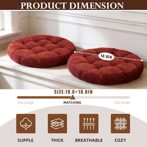 Set of 2 Round Floor Cushion Large Seat Pillows Seating Pad for Adults Tufted Meditation Cushion for Living Room Tatami Bedroom 18.8 x 18.8 Inch Light Grey - color: Light Grey