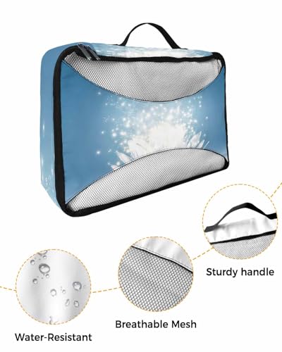Meditation Lotus Flower 4 Set Packing Cubes, Asian Zen Spiritual Packing Cubes for Carry on Suitcase Travel Essential Bag for Clothes Shoes Cosmetics Toiletry