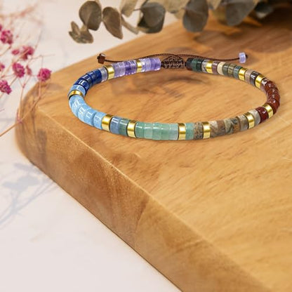 Thank You Gifts for Women: Teacher Appreciation Office Gifts for Coworkers Employee Boss Lady Manager Colleague Natural Stone Bracelet - color: Rainbow II-Graduation