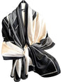 Large Shawl Scarf For Women Lightweight Wraps Silky Headscarf Long Sunscreen Scarfs - color: T14 Black White Diamond Check / 70"x 35"