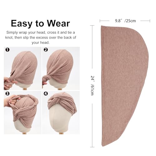 DRESHOW African Turban for Women Knotted Hairwraps for Sleeping Turban Headwraps Head Warmer Scarf for Black Women Chemo Cap - color: 1 Pc Style 2: Brown