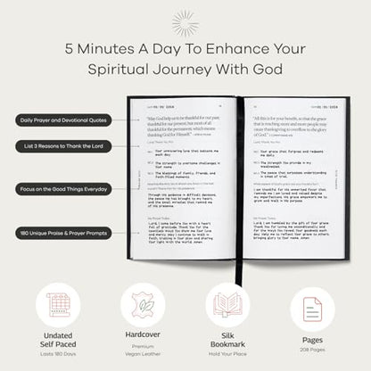Christian Devotional Journal - God, Goodness & Gratitude - 2026 Faith-Based Gratitude and Prayer Journal for Daily Prayers, Bible Study, and Spiritual Growth - Black Leather Hardcover - color: Black