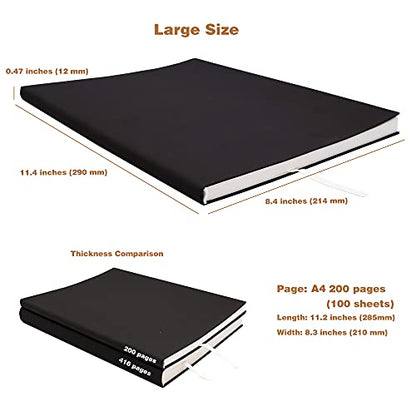Large Journal Notebook, Lined Papers, A4 8.4x11.4 inches, 200 Pages, Soft Faux Leather Cover (Black, Ruled) - color: Black, Ruled, 200Pages