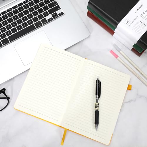 Journals for Writing, A5 Leather Ruled Notebook with 400 Pages, 100 Gms College Ruled Journal with Thick Paper, Hardcover with Inner Pocket & Pen Holder, Dark Green