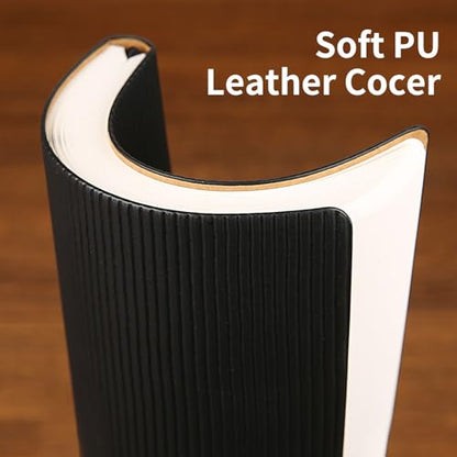 Lined Journal Notebook for Work College Ruled Note Book 7.2"x9.6" B5 PU Leather Daily Journaling 160 Pages for Women Men Writing Home School Supplies Business (Black) - color: 07-Black-1pack, style: B5 Lined 160pages
