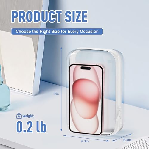 2 Pack Clear Hard Shell Zipper Case, BIiss Plastic Bins for Organizing, Clear Zipper Pouches Makeup Case & Lidded Storage Bins for Cosmetics, Puzzles, 7 x 4.3 x 2.4 Inch (Small, White) - size: 2PACK-S-WHITE