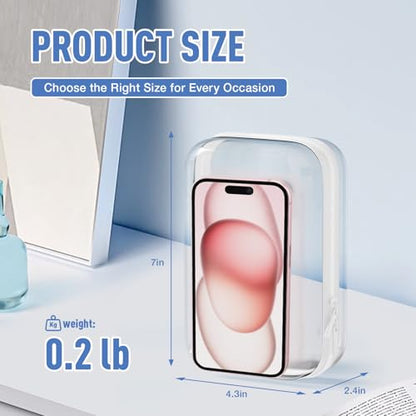 2 Pack Clear Hard Shell Zipper Case, BIiss Plastic Bins for Organizing, Clear Zipper Pouches Makeup Case & Lidded Storage Bins for Cosmetics, Puzzles, 7 x 4.3 x 2.4 Inch (Small, White) - size: 2PACK-S-WHITE