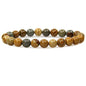 Angelstones Handmade Natural Healing Gemstone 8mm Round Beads Stretch Crystal Bracelet 7 Inch Unisex - color: Owyhee Picture Jasper