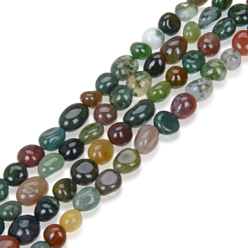 Adabele 1pc Natural Stretch Gemstone Bracelet 7mm-10mm Free Form Bead 7 Inch 7.5 Inch Healing Crystal Engergy Quartz Chakra Jewelry Women Birthday Gift - color: Grade A Indian Agate, size: 7.5 Inch (bead size 7-10mm)