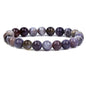 Keleny Gem Semi Precious Gemstones 8mm Natural Stone Round Beads Rock Crystal Jasper Stretch Bracelet 7 Inch Unisex - color: Brown Botswana Agate