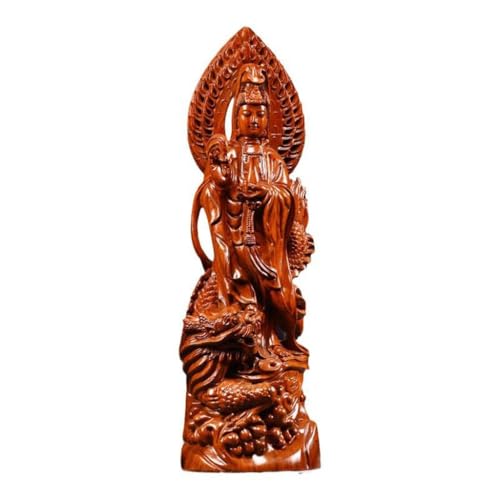 Desktop Decoration Office Desk Decor Carved Wood Guanyin Ornament Mahogany Home Living Room Solid Wood Decorative Crafts Office Decor Zen Decor(23.62in) - color: 23.62in