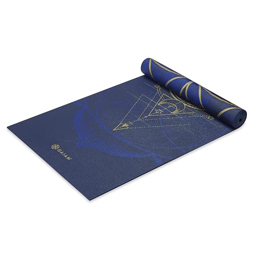 Gaiam Yoga Mat - Premium Print Reversible Extra Thick Non Slip Exercise & Fitness Mat for All Types of Yoga, Pilates & Floor Workouts - color: Metallic Sun & Moon