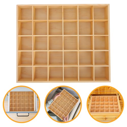Zerodeko Stackable Jewelry Organizer Tray with 30 Compartments Wooden Storage Box for Earrings Necklaces Bracelets and Keys Drawer Organizer for Home and Closet