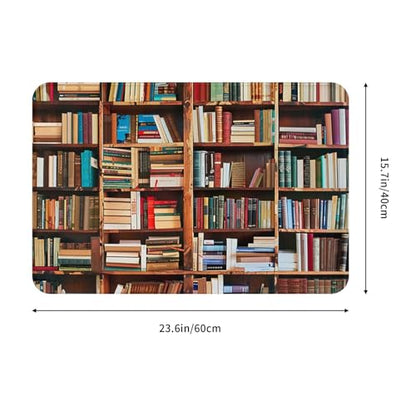 Books Printed Flannel Non - Slip Floor Mat 16x24in - Soft Plush Microfiber Rug for Every Indoor Space - color: Books