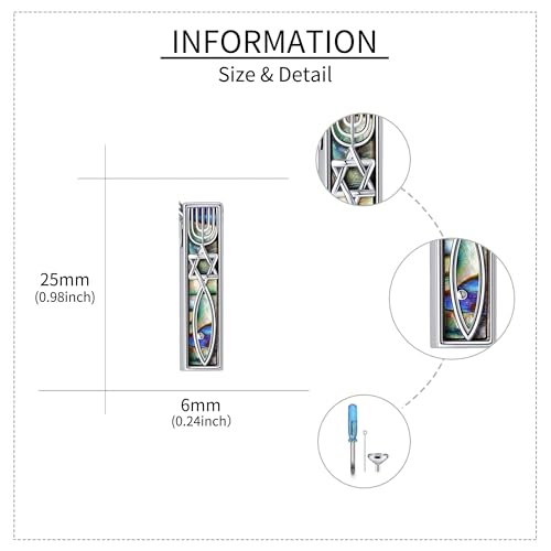 Cremation Urn Necklaces for Ashes Sterling Silver 3D Vertical Bar Memorial Pendant for Loved Ones Keepsake Cremation Jewelry Gifts for Women Men - style: Messianic Mezuzah