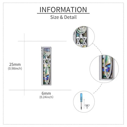 Cremation Urn Necklaces for Ashes Sterling Silver 3D Vertical Bar Memorial Pendant for Loved Ones Keepsake Cremation Jewelry Gifts for Women Men - style: Messianic Mezuzah