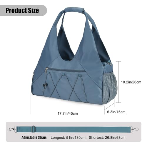 Gym Bag For Women With Yoga Mat Holder & Shoe Compartment & Wet Dry Storage Pocket & Adjustable Strap - color: Blue
