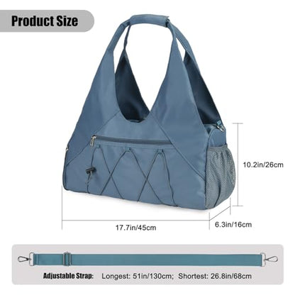 Gym Bag For Women With Yoga Mat Holder & Shoe Compartment & Wet Dry Storage Pocket & Adjustable Strap - color: Blue