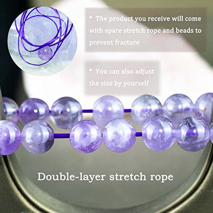 8mm Natural Gemstone Stretch Bracelet, Handmade Unisex Crystal Bracelets for Meditation, Yoga, Spiritual Healing & Positive Energy - color: lavender quartz