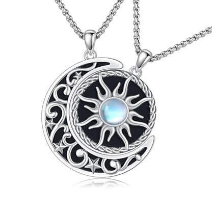 Yin Yang Necklaces for Women Men 925 Sterling Silver Pendant Necklace Yin Yang Jewelry for Women Men Couples - style: Sun Moon #12