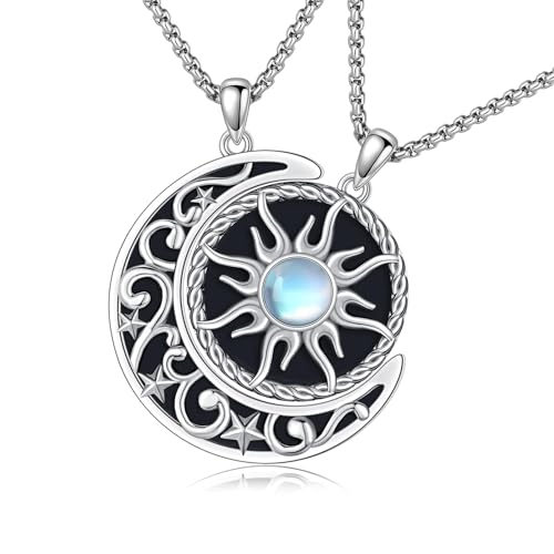 Yin Yang Necklaces for Women Men 925 Sterling Silver Pendant Necklace Yin Yang Jewelry for Women Men Couples - style: Sun Moon #12