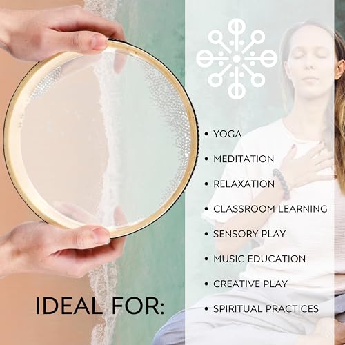 Pack of 2 Ocean Sound Drum – 10 Inch Ocean Drum and 4 Inch Wave Reel Musical Instruments for Adults Sea Sound for Relaxation Meditation Yoga Sea Reel for Home Supplies - size: Pack of 2