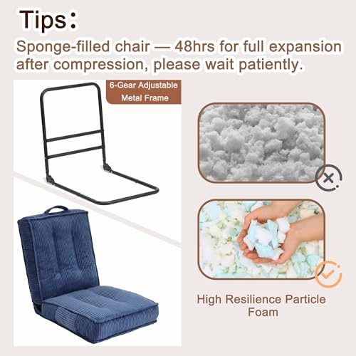Adjustable Floor Chair with Back Support, 6-Position, Folding Japanese Meditation Tatami Chair, Comfy Gaming Chairs for Adults, Accent Sofa Reading Chairs, Living Room, Bedroom, Navy Blue - color: Navy Blue