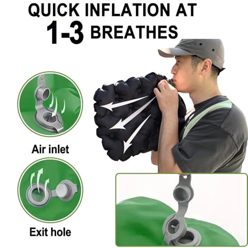 Inflatable Seat Cushion, Lightweight Camping Air Sitting Pad, Waterproof Portable Air Cushion for Climbing Hiking Office Airplane Car Stadium Seat (Black) - color: Black