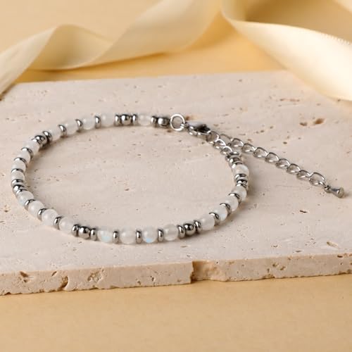 LPBeads Beaded Bracelets for Women Energy Gemstone Charm Jewelry Adjustable Bracelet Gifts for Mom, Daughter, Wife, Friends, Bestie - color: Moonstone