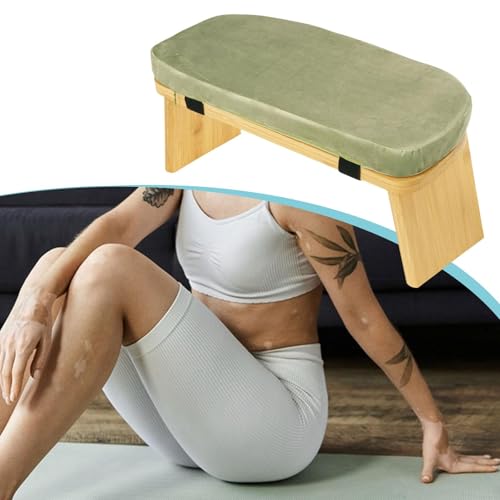 Yoga Meditation Bench Kneeling Stool, Foldable, Wood, with Removable Cushion Ergonomic Prayer Bench Meditation Stool