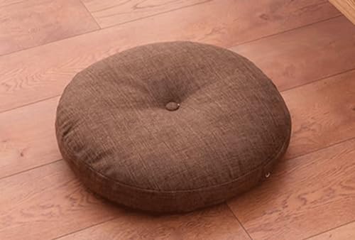 Round Seat Cushion,Japanese Futon,Large Cotton Linen Tatami Floor Pillow,Thicken Tufted Cotton Seat Cushion,Solid Color Floor Cushion,Yoga Meditation Cushion (Size:40x40cm(16x16inch),Color:Coffee) - color: Coffee, size: 40x40cm(16x16inch)