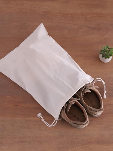 Popular Handicrafts Organic Cotton Dust Proof Storage Bags with Drawstring - Toy - Shoe - Travel - Cloth Bag for Handbags, Purses, & Sneakers - Lint - free Beige (3 Bags - 20"x26") - size: 20"W x 26"H
