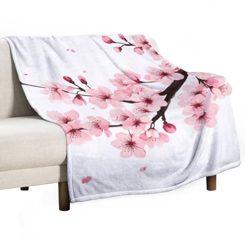Soft Bed Sofa Couch Cover, Lightweight Flannel Blanket for Men and Women Branch of A Flourishing Tree Cherry Flowers Blossoms Spring Theme Art - color: Color61, size: 30"x40"