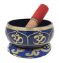DharmaObjects Relaxing Yoga Meditation Om Peace Singing Bowl/Silk Cushion/Rosewood Mallet Set (Medium, Blue) - color: Blue, size: Medium