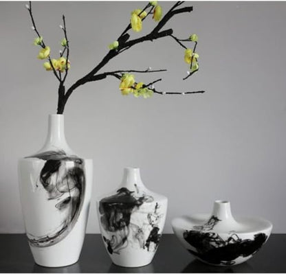 Vase Desktop Modern Ink Ceramic Living Room Entrance Flower Arrangement Desktop Decoration Chinese Study Zen Decoration
