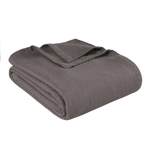 Superior Metro 100% Cotton Blanket, Perfect for Bedroom, Living Room, Couch, Picnics, Travel, Beach, or Camping, Comfy Blanket, Bedroom Decor, Essentials, Zig-Zag Cover for Bed, Full/Queen, Charcoal - color: Charcoal, size: Full/Queen