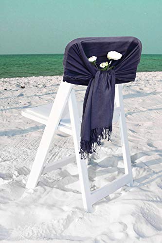 Sakkas Large Soft Silky Pashmina Shawl Wrap Scarf in Solid Colors - color: Navy