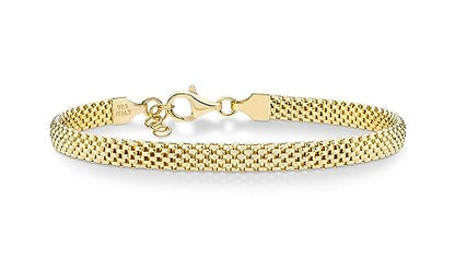 Miabella 18K Gold Plated 925 Sterling Silver Italian 5mm Mesh Link Chain Bracelet for Women, Made in Italy - style: Length 6.5 Inches + 0.5 Ext. (X-Small)
