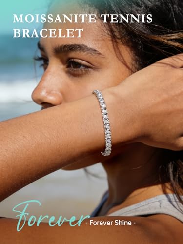 Moissanite Tennis Bracelets for Women Wave Marquise Cut D Color VVS1 Moissanite White Gold Plated Sterling Silver Tennis Bracelet Hypoallergenic Bezel Setting 6.5/7 In Ideal Gift for Her - style: 7Inch