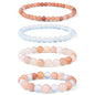 4pcs Beaded Bracelets for Women,Natural Healing Crystal Gemstones Bracelet,Anxiety Stress Relief Bracelet Handmade purple Jewelry Gifts for Women - color: Pink aventurine&Opal&Pink Crystal