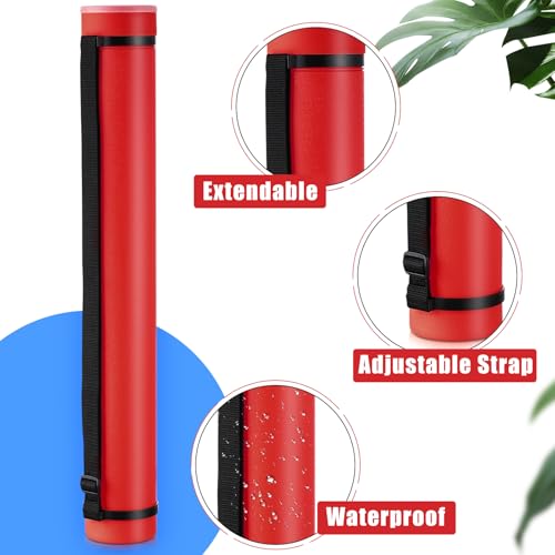 Yahenda 6 Pcs Expandable Blueprint Tubes Bulk Expand from 24" to 40" Poster Tube with Strap Storage Tubes with Cap Portable Round Carrying Case for Documents Blueprints Drawings Art(Red, Blue, Black) - color: Red, Blue, Black