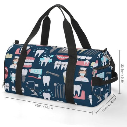 Teeth Dental Seamless Pattern Large Capacity Portable Fitness Bag, Easy to Carry - color: Teeth Dental Seamless Pattern