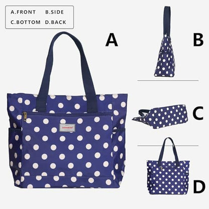 GAENMESN Women's Lightweight Waterproof Tote Bag Durable Designer Handbag with Zipper Travel Commute Everyday Use - color: Dots