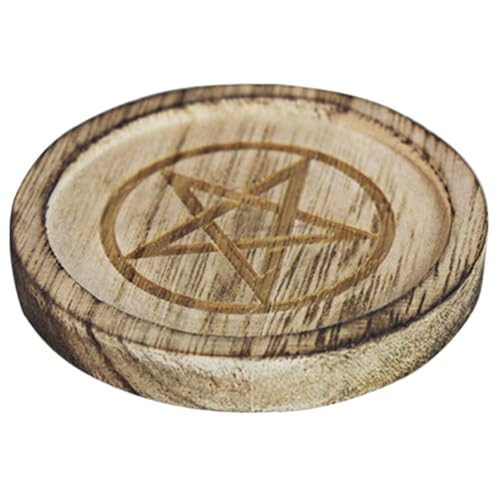 HOMSFOU Wooden Pentacle Altar Plate Candle Holder Tealight Candlestick for Home Decor Parties and Spiritual Use Elegant Centerpiece for Tables Gardens and Celebrations