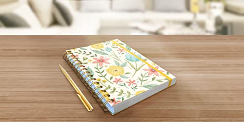 Designer Greetings, Designer Papers Flex Cover Journal with Elastic Band, Spring Flowers - 320 Pages (6” x 8.25”) - Back-to-School Supplies, Creative Writing, Personal Notes - style: Spring Flowers